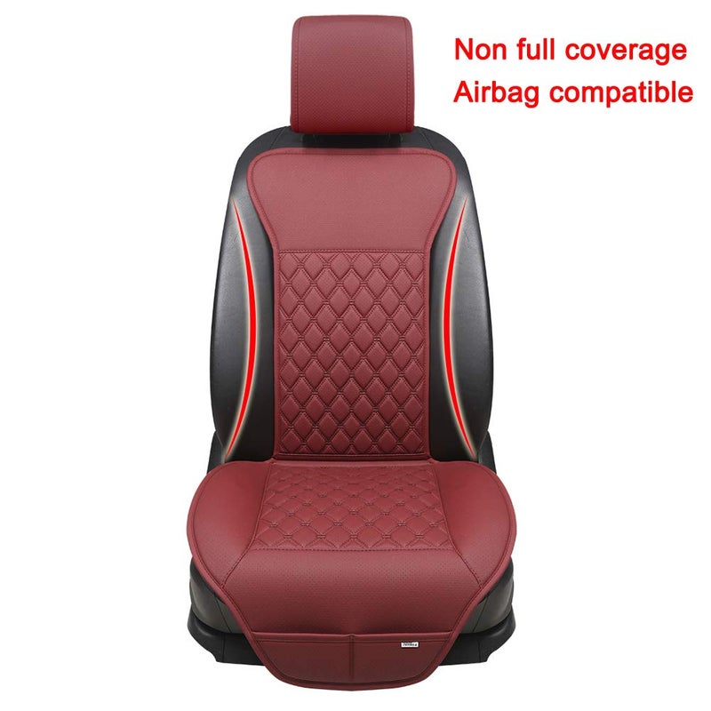 Black Panther 1 Pair Luxury Car Seat Covers Protectors, Universal Anti-Slip Driver Seat Cover with Partial Backrest Coverage (Middle Part Only), Diamond Pattern, Compatible with 95% Cars (Burgundy) - Image 2